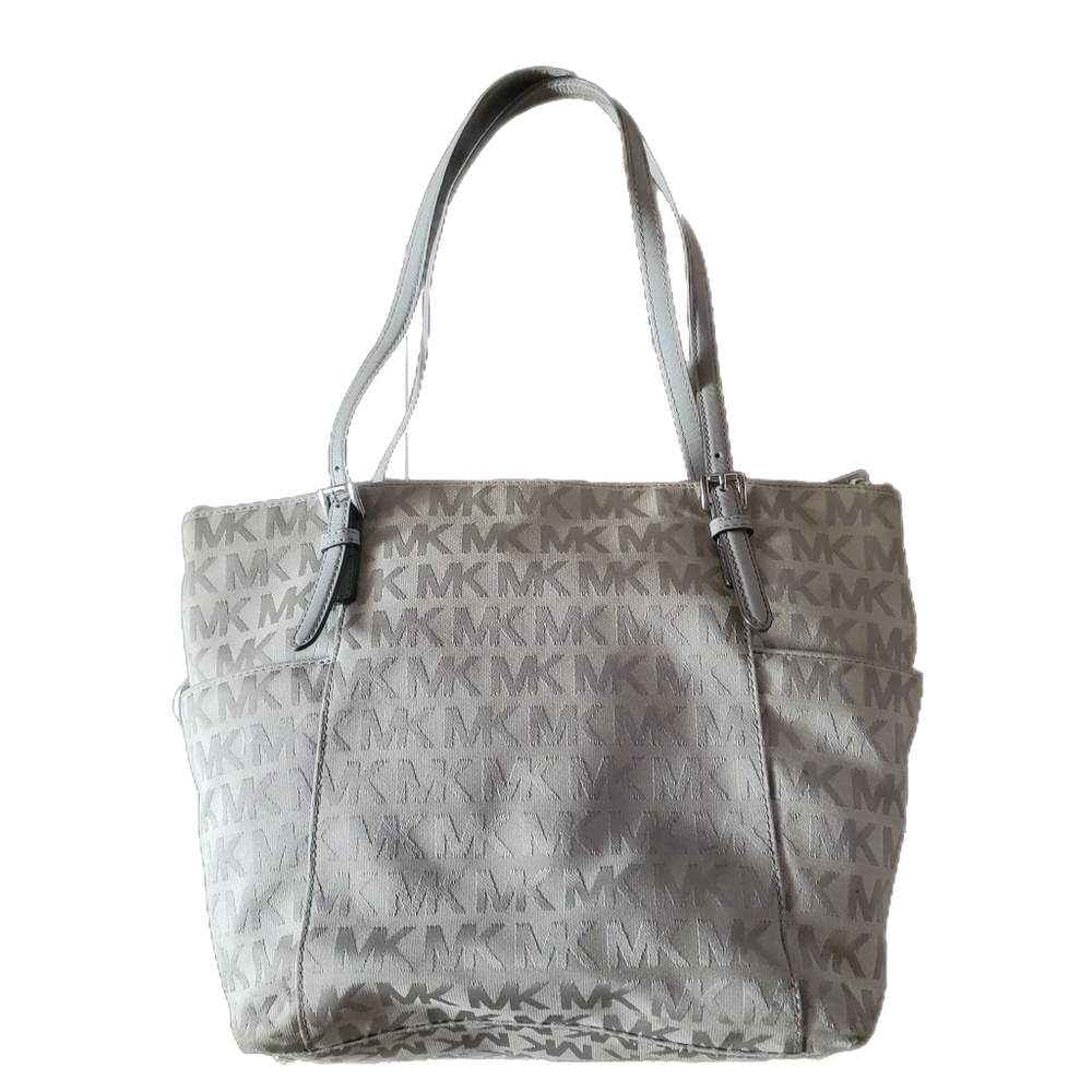 Michael Kors Handbag Gray Jet Set Tote Zip Close - Picture 3 of 6